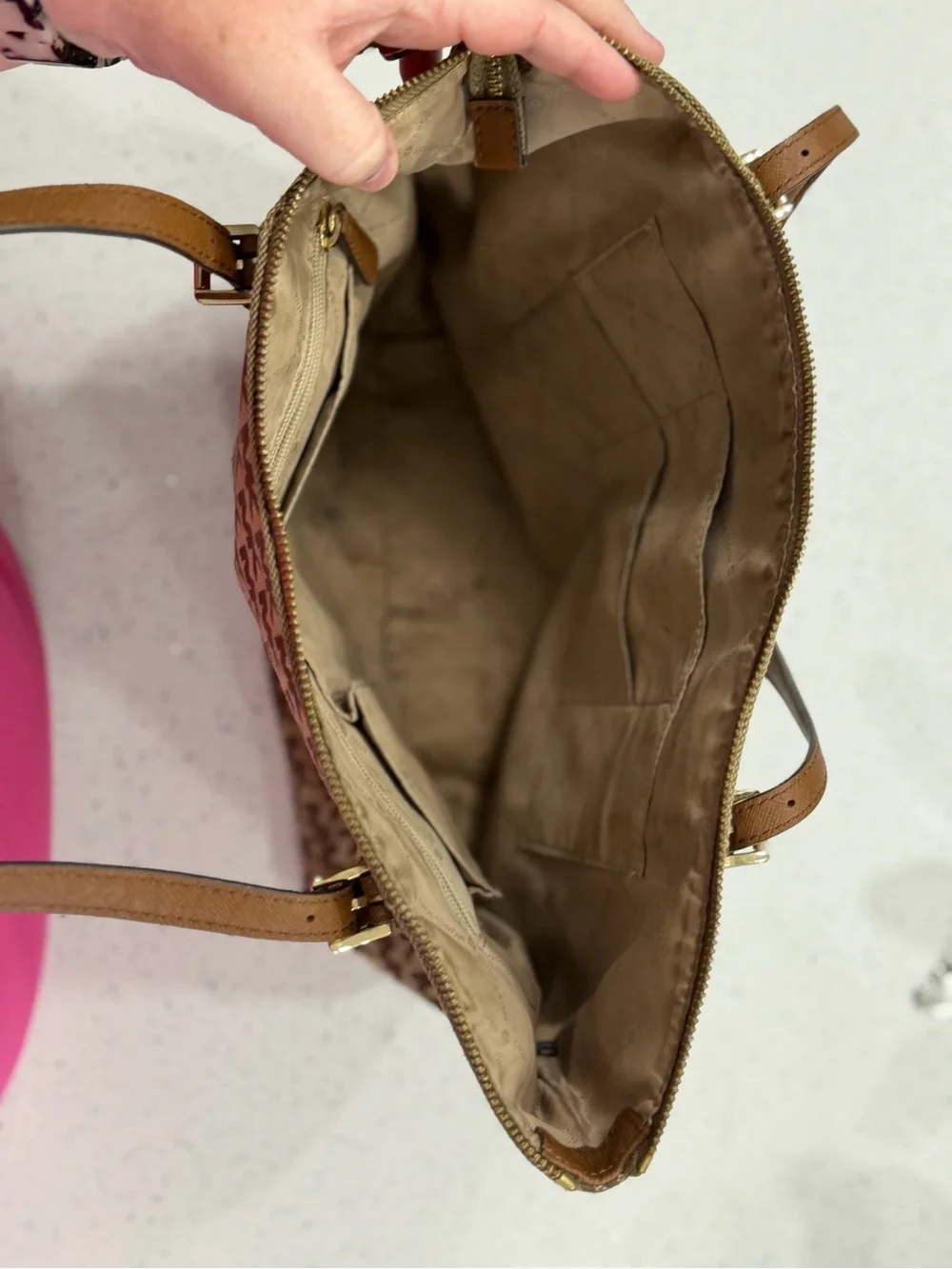 Michael Kors Tan & Brown MK Monogram Tote
